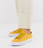 Asos Design Wide Fit Dusty Lace Up Sneakers In Mustard-yellow