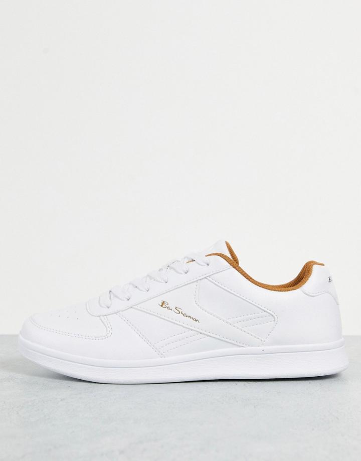 Ben Sherman Minimal Lace Up Sneakers In White And Beige
