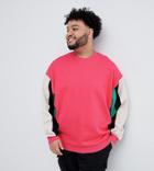 Asos Design Plus Oversized Sweatshirt With Color Blocking - Pink