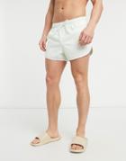 Asos Design Runner Swim Shorts In Pastel Green With White Piping