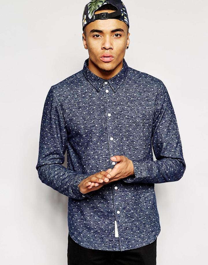 Native Youth Brushed Polka Dot Shirt - Blue