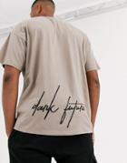 Asos Design Oversized T-shirt With Chest And Back Dark Future Logo-beige