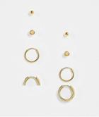 Asos Design 4 Pack Hoop And Stud Earrings In 14k Real Gold Plate