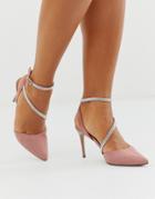 New Look Rhinestone Strap Detail Stiletto In Light Pink - Pink