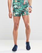 Hype Retro Shorts In Print - Blue