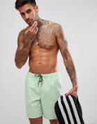Asos Design Swim Shorts In Pale Green Mid Length - Green