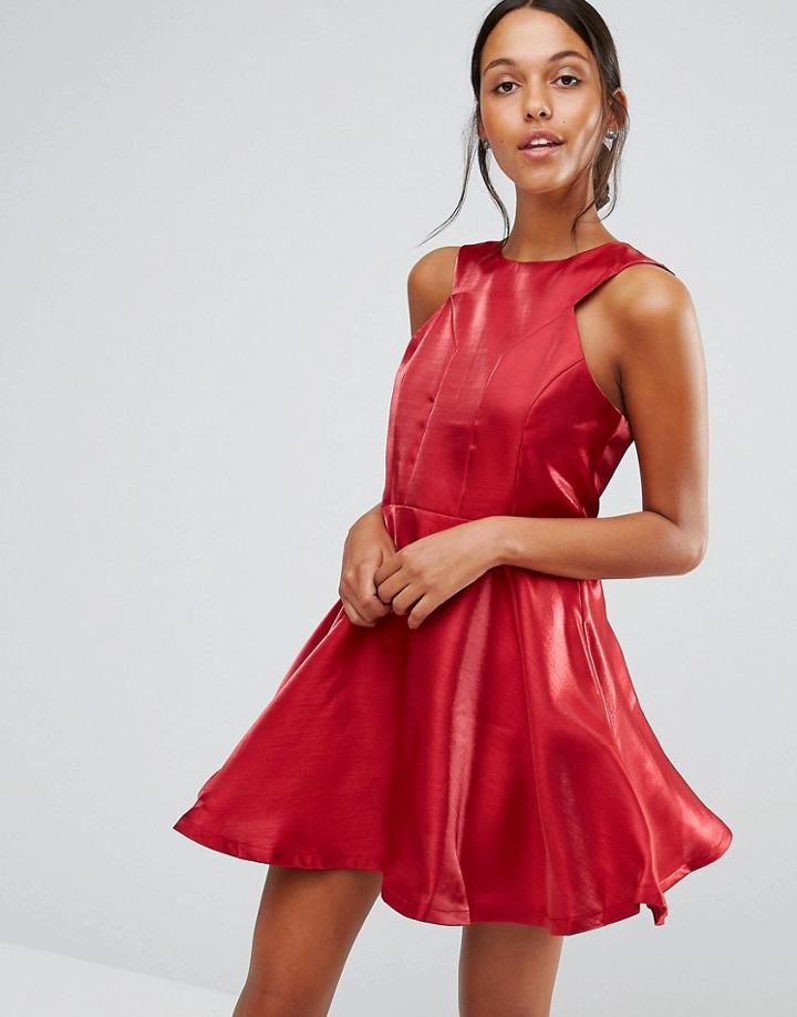 Love & Other Things Skater Dress With Cut Ins - Red