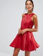 Love & Other Things Skater Dress With Cut Ins - Red