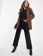Asos Design Jersey Slouchy Suit Blazer In Chocolate Gingham-multi