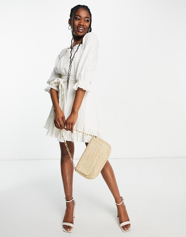 Ever New Puff Sleeve Mini Dress In Porcelain-white