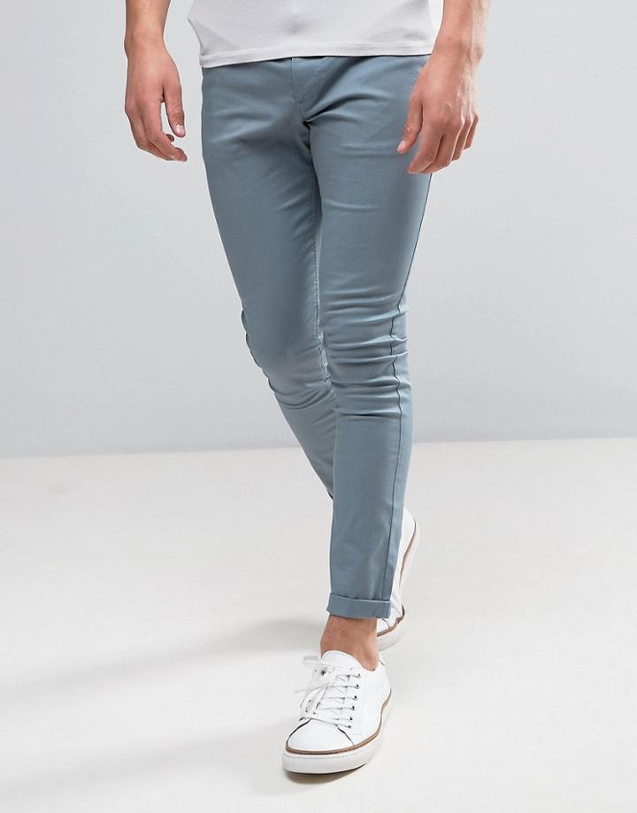 Asos Super Skinny Chinos In Light Blue - Blue