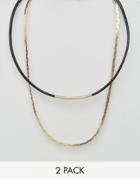 Designb Choker & Chain Necklaces In 2 Pack Excluisve To Asos - Gold