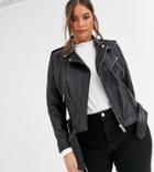Barney's Originals Plus Leather Jacket With Belt