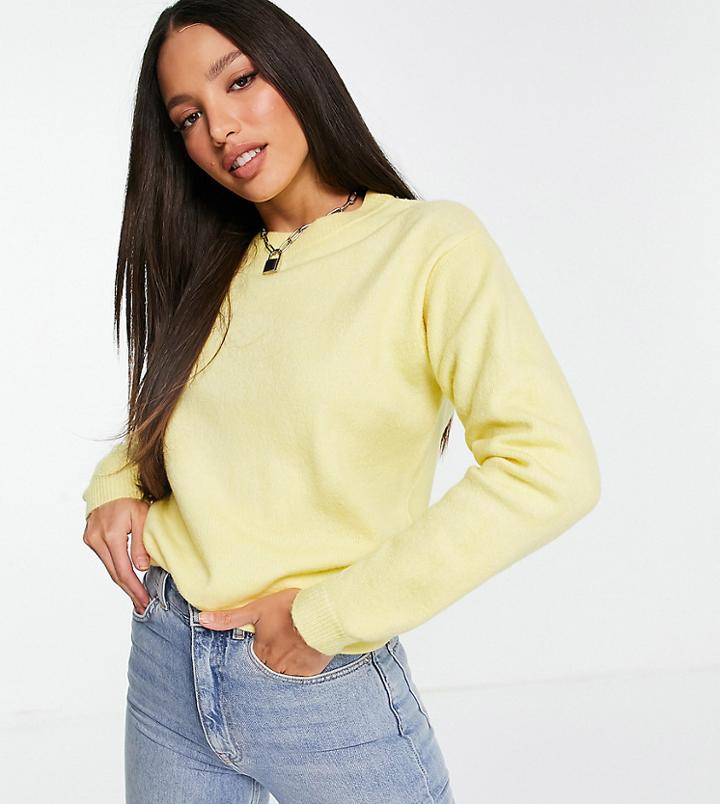 Asos Design Tall Oversized Crew Neck Sweater In Light Yellow