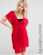 Asos Maternity Wrap Chiffon Caftan - Red