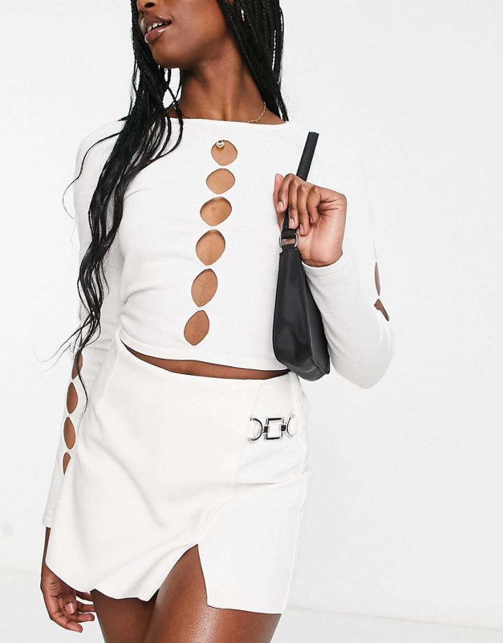 Bershka Chain Detail Skort In White