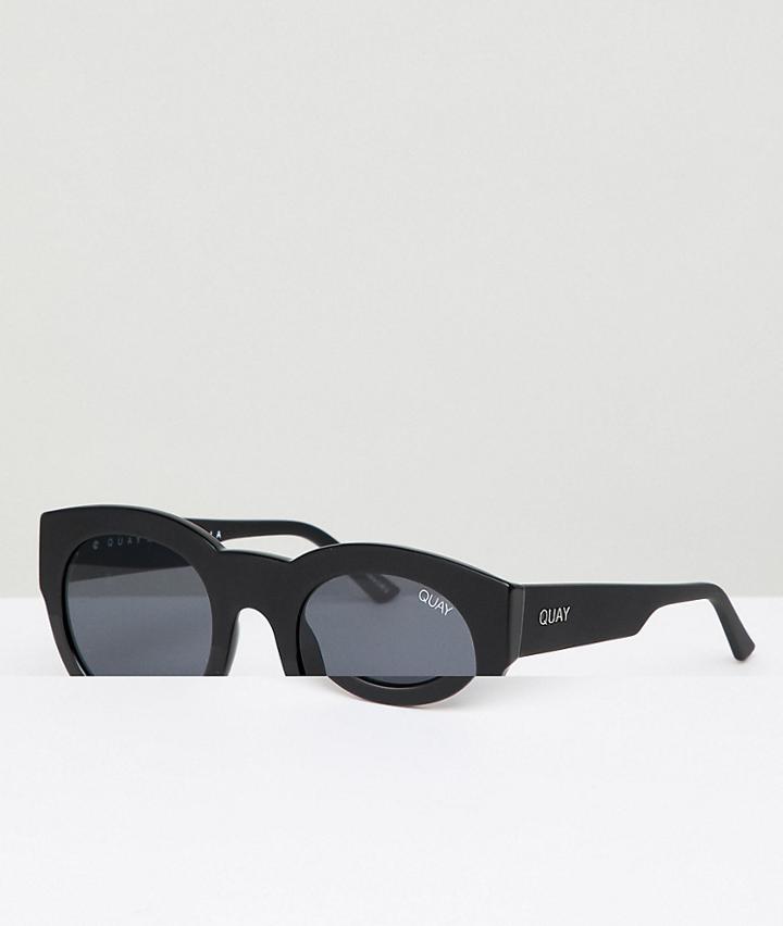Quay Australia If Only Round Sunglasses In Black - Black