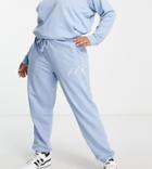 Addias Originals Plus 'logomania' Triple Logo Sweatpants In Light Blue