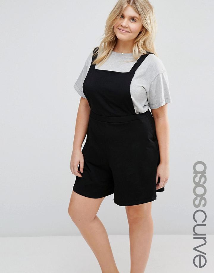 Asos Curve Jersey Pinafore Romper - Black