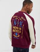 Asos Design Jersey Bomber Jacket With Mexico Embroidered Back Design