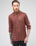 Asos Viscose Shirt In Rust With Revere Collar - Rust