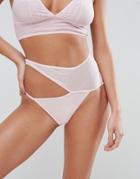 Asos Tina Mesh High Waist Cut Out Pant - Pink