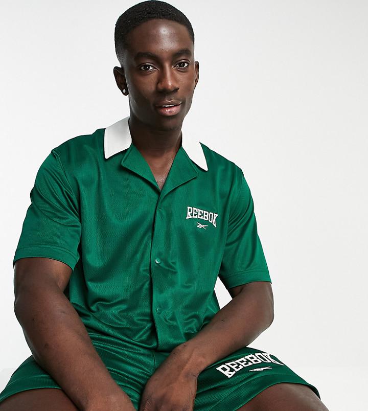Reebok Button Down Shirt In Green - Exclusive To Asos