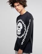Long X Mishka Chain Long Sleeve T-shirt In Oversized Fit - Black