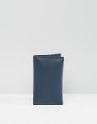 Saville Row Leather Card Holder With Contrast Suede Inner - Blue