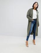Asos Statement Trench With Buckle Detail - Pink