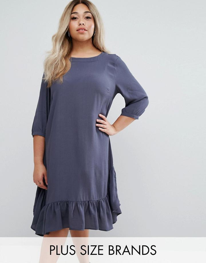 Junarose Frill Hem Swing Dress - Blue