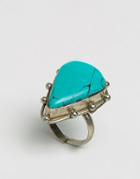 Sacred Hawk Turquoise Stone Ring - Silver