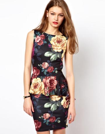 A Wear Peplum Dress In Floral Print