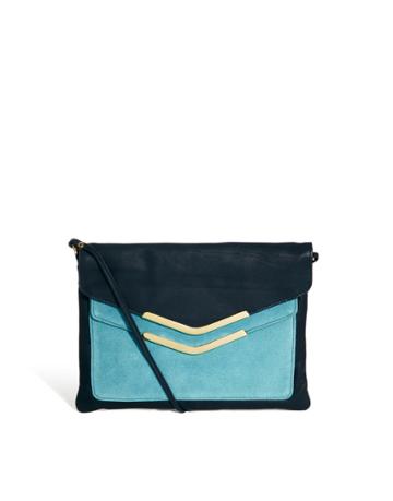 Asos Leather Clutch Bag With Double Flap