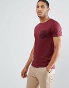 Selected Homme Stripe Tee With Contrast Pocket - Red