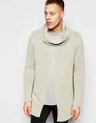 Asos Sweater With Cowl Neck And Wrap Front - Putty