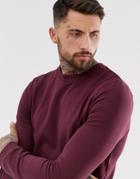 Asos Design Muscle Longline Sweatshirt In Burgundy - Red