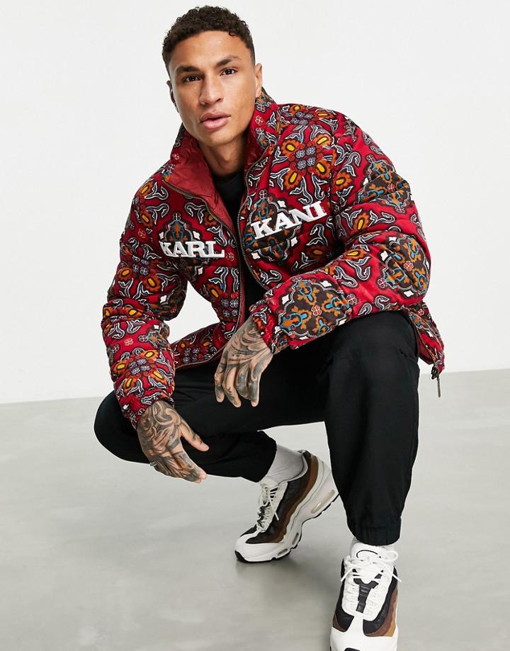 Karl Kani Retro Reversible Puffer Jacket In Multi With Traditional Print