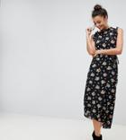 Asos Tall Maxi Tea Dress With Cut Out Back Detail In Floral Print - Multi