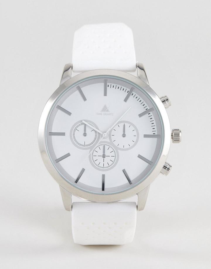 Asos Oversized Rubberised Watch In Sleek White - White