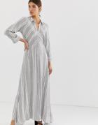 Y.a.s Cotton Stripe Maxi Shirt Dress-multi