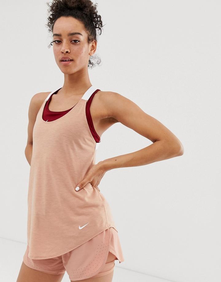 Nike Training Elastika Tank In Rose Gold-pink
