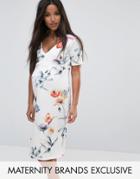Bluebelle Maternity Wrap Frilled Hem Dress In Floral - Multi