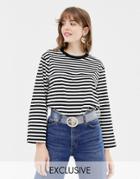 Monki Oversized Long Sleeved Top In Black Stripe