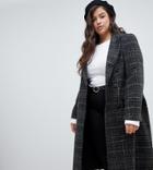 Vero Moda Curve Check Double Breasted Coat - Multi