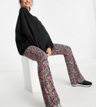 Asos Design Maternity Over The Bump Kick Flare Pant In Dark Based Floral-multi