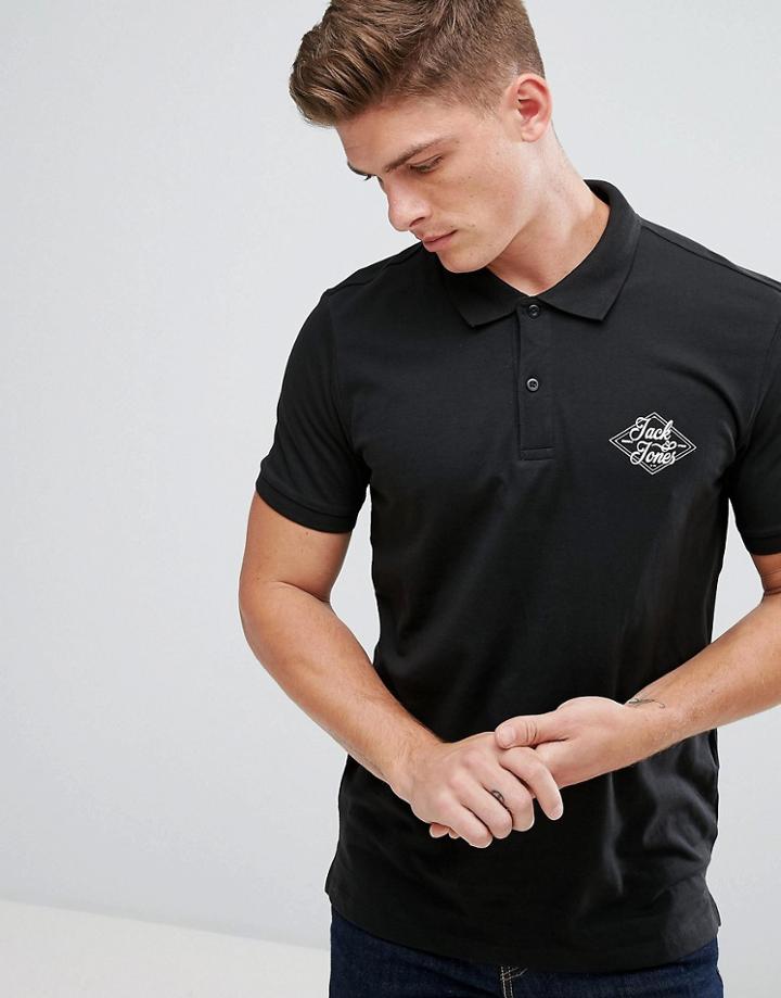 Jack And Jones Chest Polo - Black