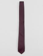 Asos Design Slim Tie In Burgundy - Red