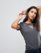 Jdy Nia Neck Cut Out Top - Gray
