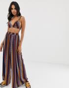 Prettylittlething Beach Wide Leg Pants Two-piece In Geo Print - Multi